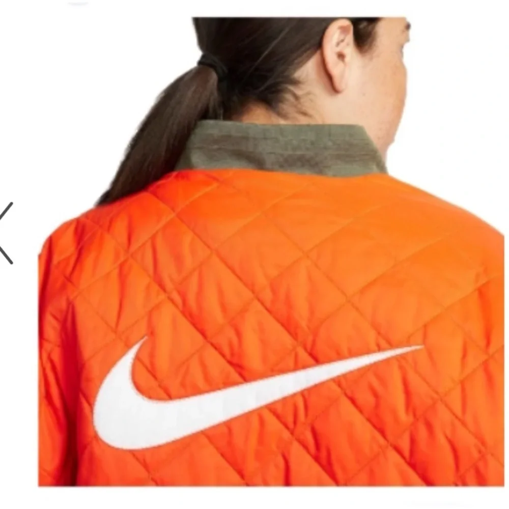 Nike NWT REVERSIBLE BOMBER ARMY GREEN / ORANGE LOGO holiday winter streetwear